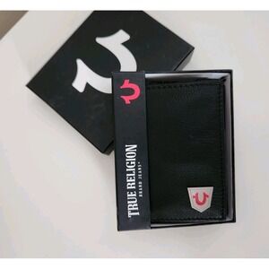 True Religion Genuine Leather RFID Blocking‎ men's Wallet Black